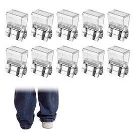 Hemming Clips, Set of 10, Transparent White, ABS Plastic, Clothing Hem, Futon, Curtain Length, Drawer Storage, Easy Operation, Anti-Slip Clips, Folding, Compact, Storage Space Saving (Transparent