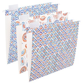 Y YOMA 6 Pack Decorative Hanging File Folders Letter Size Marble Cute Hanging Folder Pretty File Folder Organizer for Filing Cabinet Office Home with 1/5-Cut Adjustable Tabs, 3 Japanese Style