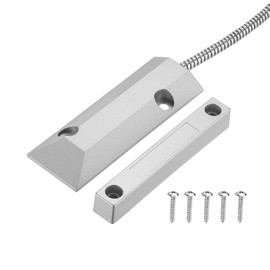 ZONADAH Door Magnetic Contacts Switch Sensor Zinc Alloy Wired Magnetic Roller Shutter Magnetic Reed Switch Detector Alarm NC Home Garage Security Kit Grey