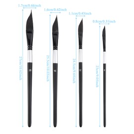 4PCS Watercolour Brushes,Dagger Brush,Striping Brushes Long Liner for Acrylic Oil Gouache, Professional Art Paintbrushes Paint Brushes
