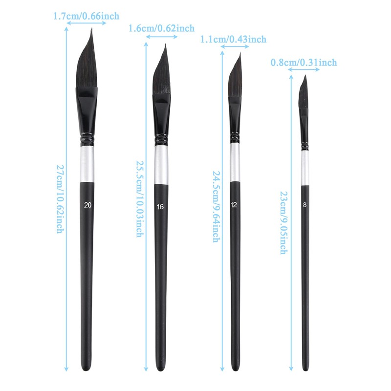 4PCS Watercolour Brushes,Dagger Brush,Striping Brushes Long Liner for Acrylic Oil