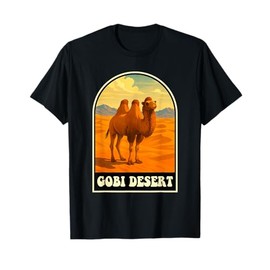 Gobi Desert Mongolia Camel Retro Travel Artwork T-Shirt