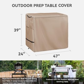Wnanan Outdoor Dining Cart Cover - Heavy Duty Waterproof Cover for Royal Gourmet Cart Flattop Worktable, Coverage Includes Outdoor Utility Cart,Tabletop Griddle and Propane Tank.Khaki