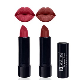Krayons Cute Pop Matte Lipstick, Waterproof, Longlasting,Orange Tango, Cherry Maroon, 3.5gm Each (Pack of 2)