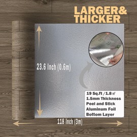 Oxdigi Peel and Stick Vinyl Flooring Roll 23"x 118"/19 Sq.Ft, Thicken Self Adhesive Vinyl Floor Tiles Wood Plank Flooring Waterproof Wear-Resistant for Any Room, Easy DIY Floor Coverings, Brown