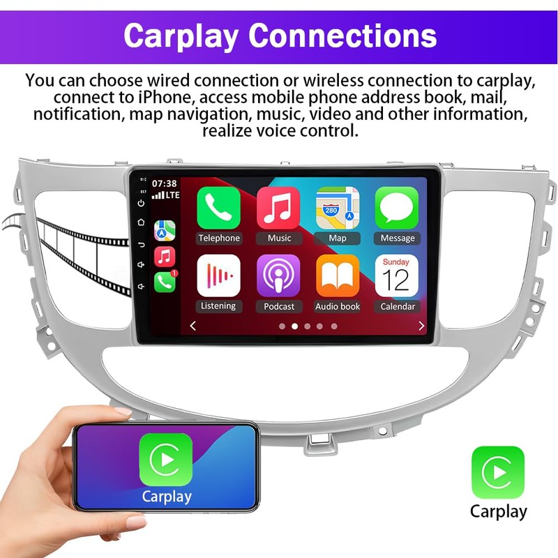 2+32GB Android 13 Double Din Car Stereo Compatible with Hyundai