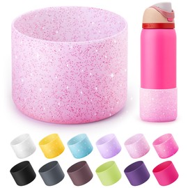 Diumepo Silicone Water Bottle Boot for Owala 40 oz, Anti-Slip Protective Sleeve for Owala Twist & FreeSip & Flip Stainless Steel Water Bottle, Boot Bottom Base for Owala (Glitter Pink)