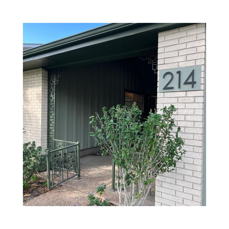 8 inch Large Modern House Numbers for outside, Black plastic