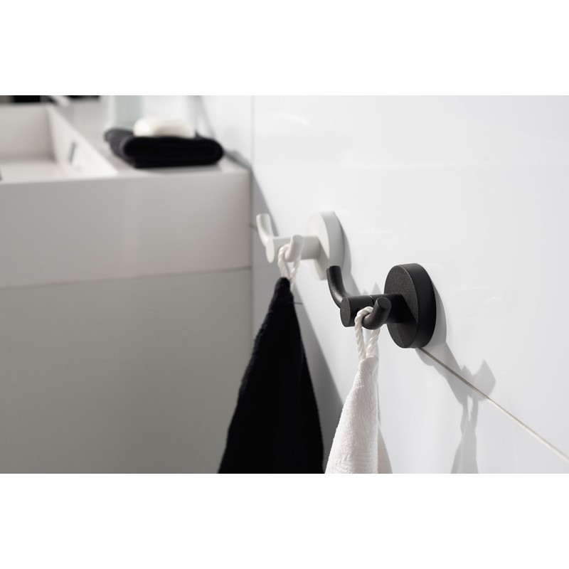 Haceka Double Hook Kosmos in White, Metal Silver, 10 x