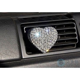 BestBling Crystal Sparking Heart Shape Natural Car Vent Clip Air Freshener For Auto (Silver)