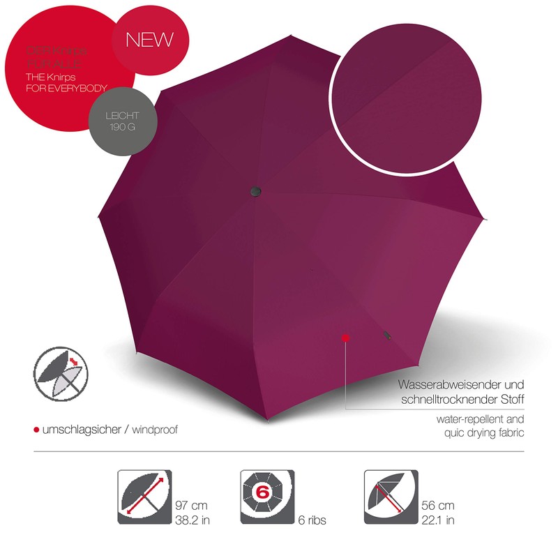 Knirps AS.050 Slim Small Manual Pocket Umbrella - The Slimmest