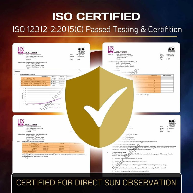 8 Pack Solar Eclipse Glasses ISO 12312-2:2015(E) & CE Certified