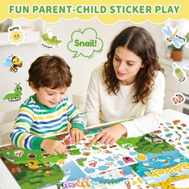 CREATIVETREES 3 Sets Reusable Sticker Book for Toddlers 3-6, Jelly Sticker Books for Toddler, Travel Sticker Activity Toys for Kids 3 4 5 6 Years Old Girls & Boys（Supermarket + Picnic + Kitchen）