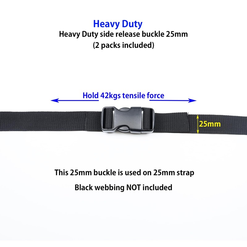 Ahijklmn Plastic Side Release Buckle Clips 15/20/25/32/38/50mm Heavy Duty Plastic