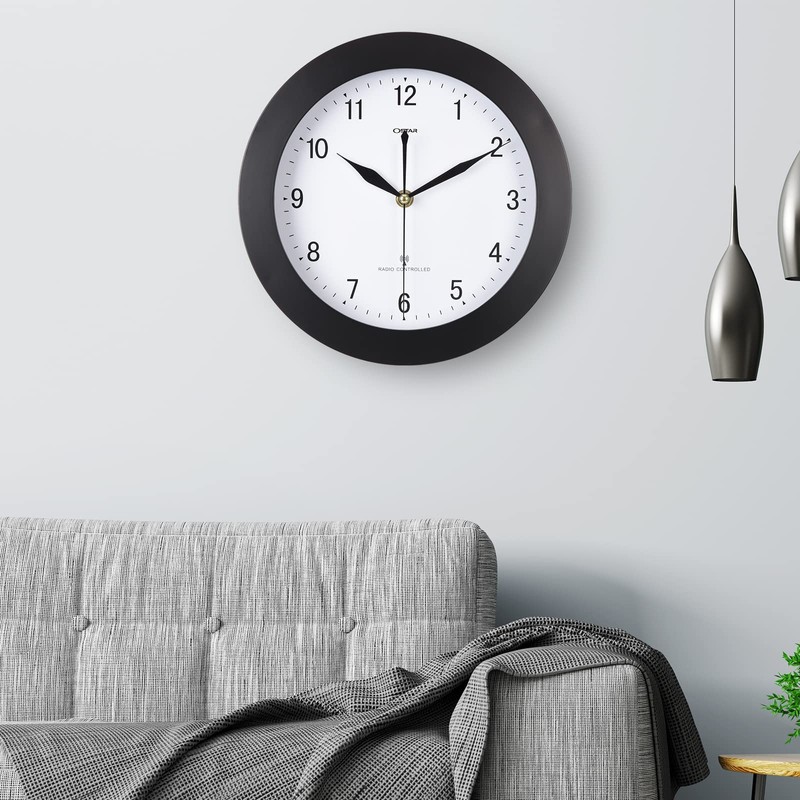 OSTAR Atomic Wall Clock，US Auto Calibration Time 10 Inch Round