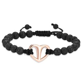 Black Volcanic Rope Cremation Bracelet With Stainless Steel Heart Urn Ashes Jewelry Adjustable Expandable Urn Bracelet