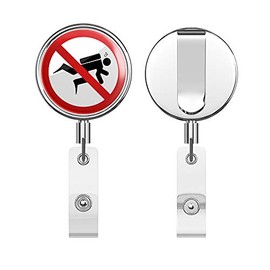 No Diving Ban Stop Sign Round ID Badge Key Card Tag Holder Badge Retractable Reel Badge Holder with Belt Clip