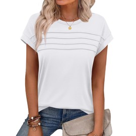 Plus Size Tops for Women Oversized Tshirts Loose Fit Spring Summer Tops Short Sleeve Shirts Business Casual Outfits Plus Size Spring Clothes Beach Vacation Clothes for Women 2025 White 2XL