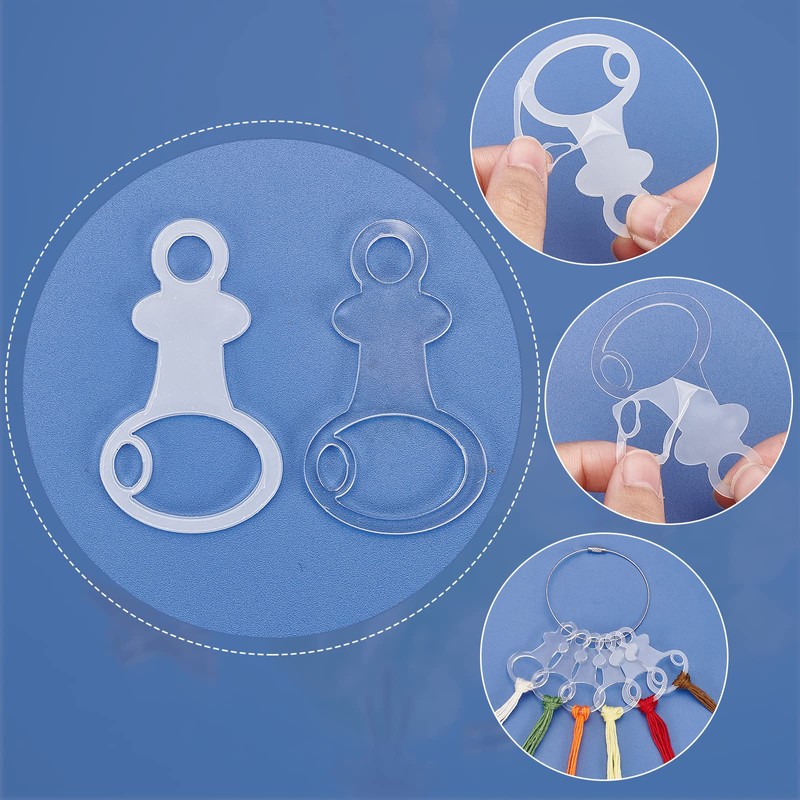 PH PandaHall 30pcs Clear Acrylic Floss Bobbins, Embroidery Floss Thread