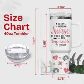 34HD Nurses Day Gifts for Women, 40 oz Nurse Tumbler with Handle and Straw, Nurse Travel Mug, Gifts for Coworkers Nursing Students Medical Workers