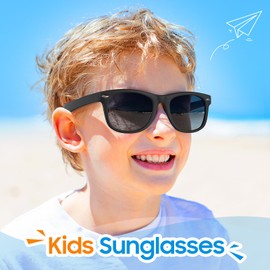 Nlieanuc Kids Sunglasses for Boys Girls Polarised Toddler Sunglasses for Children Age 3-10 Sun Shades with UV Protection Flexible Rubber Frame