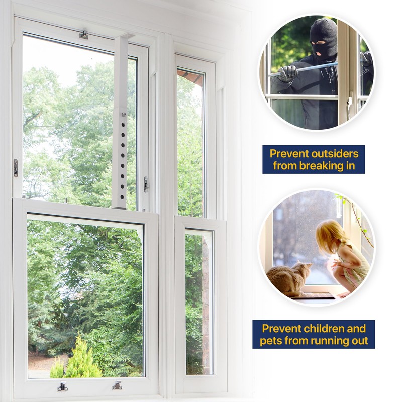 Adjustable Window Security Bars (White-1PCS, 9.8-16.7In)