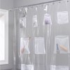 Cedmon Waterproof Fabric Shower Curtain or Liner with 9 Storage