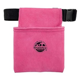 Graintex Tool Belt - One Pocket Tool Pouch in Premium Suede Leather with 2" Webbing Belt, Durable Designed for Multipurpose Use, Ideal for Construction, Carpentry, DIY Projects (Pink)