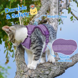 Supet Cat Harness and Leash for Walking Escape Proof, Adjustable Harness for Cats, Easy Control Small Cat Harness for Medium Large Kitten and Dogs Purple S