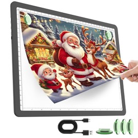 TOHETO Rechargeable A4 Light Pad for Diamond Painting, Ultra Bright Tracing Light Box for Drawing, Wireless Lightbox for Tracing and Drawing, Cordless Diamond Art Light Board for Sketching (Black)