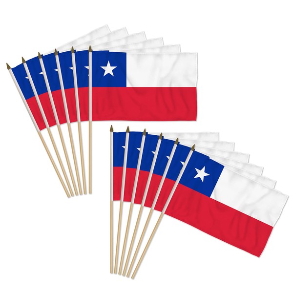 Chile 12x18in Stick Flag - 1 dozen pack