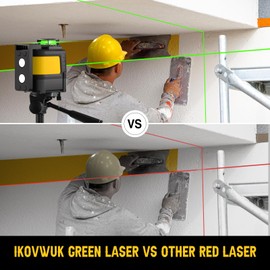 IKOVWUK 360° Self Leveling Laser Level, Green Cross Line Laser for Picture Hanging and Construction, 180° Magnetic Bracket & Ceiling Bracket, 2 * 1200 mAh Rechargble Battery, Hard Carrying Case