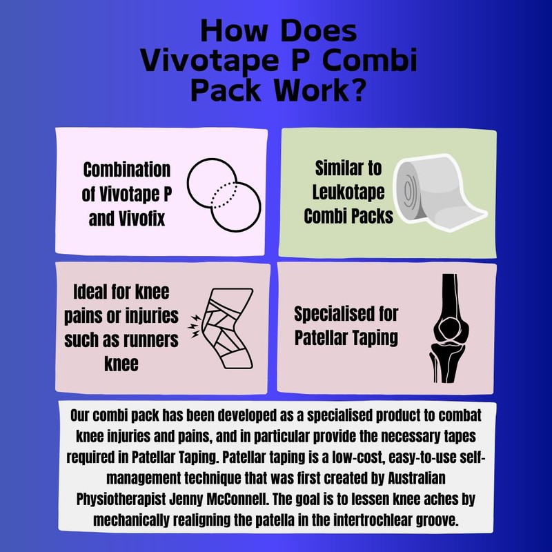 Vivomed Vivotape P Combi for Patellofemoral Pain, Tan/White 3.8cm x