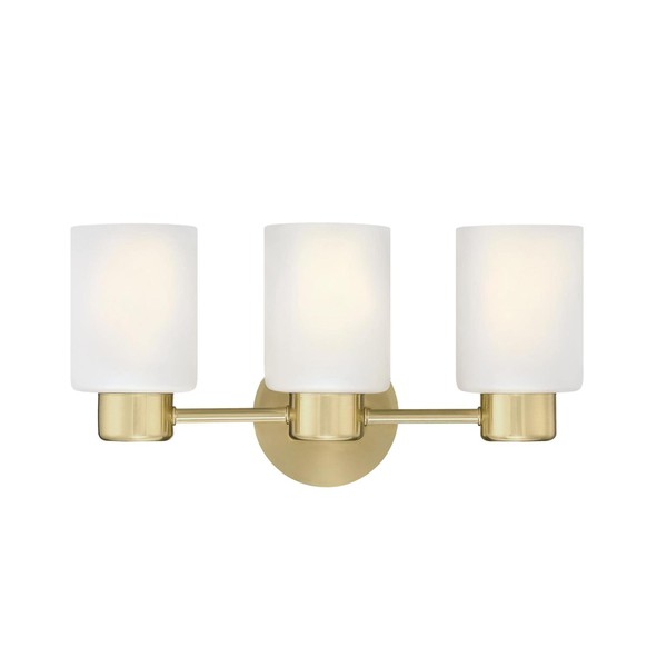 Westinghouse Lighting 6126700 Sylvestre Transitional Three Light Wall Fixture, Champagne Brass Finish, Frosted Glass