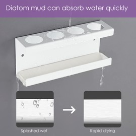 Adorila Wall Mounted Electric Toothbrush Holder, 4 Slots Stand with Diatomite Dish, Storage Rack Compatible with AquaSonic Black Series, Kingheroes Sonic, Oral-B (White)