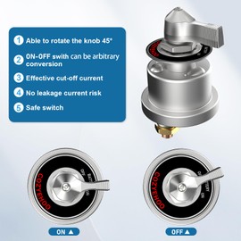 12-48V Master Battery Disconnect Switch,High Current up to 200A.Perfect for Cars, Trucks, RVs, Boats, and ATVs. Easy On/Off Operation with Face Plate Included