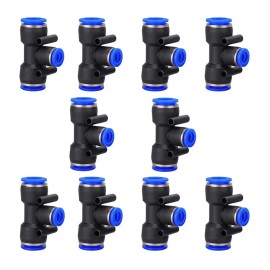 Metaland 3/8" OD Push to Connect Tee Fitting 3 Way T Shape Quick Push Lock Adapter (Pa...