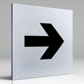 Türschilder24 Aluminium Dibond Door Sign 120 x 120 x 3 mm Direction Arrow 100% Made in Germany