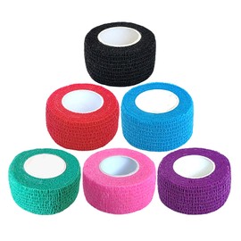 Baisunt 6 Pack 1 Inches Cohesive Bandage Self Adhesive Wrap Elastic Self Adherent Vet Wrap Breathable Self Stick Tape for Wrist, Ankle, Sports, Tatoo Wrap(5 Yards, Multi Colors)