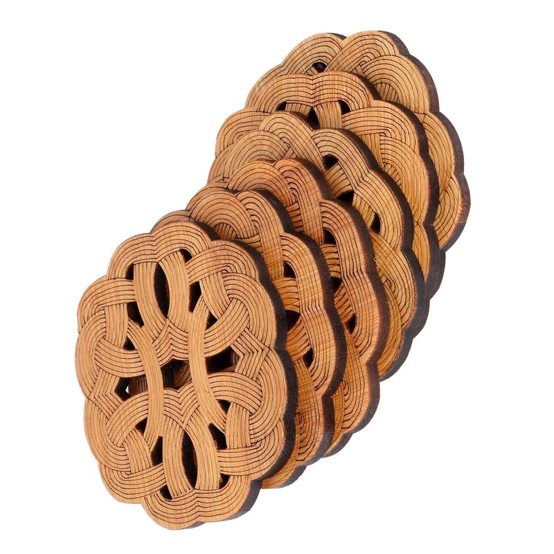 6PCS Bamboo Coaster Teacup Mat AntiScald Heat Insulation Pad Tea
