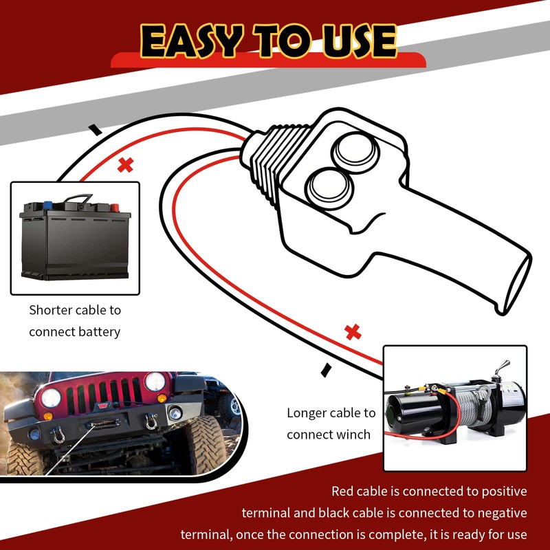wedfish Winch Remote with Cables,Manual Push Button Winch Controller with