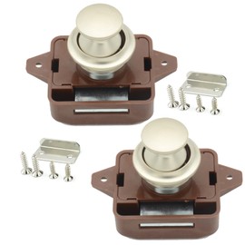 Vastsea Pack of 2 Push Button Lock, Push Button Catch Door Lock, Push Button Lock for RV Drawer Cabinet, Motorhome, Yachts, Camping, Caravan, Boats (Brown)