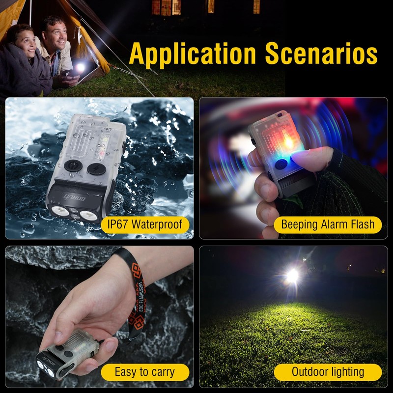 BORUIT V20 Small Powerful Flashlight 180°Head Swivels Super Bright with
