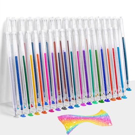 XWT Sparkle Glitter Gel Pens, 1mm Fine Point Metallic Glitter Gel Pen Set, for Journaling Art Projects, Kids Adults Coloring Supplies, Highlighters (Glitter Gel Pen-36 Colors)