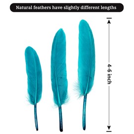 FeelfunFeather 120pcs Peacock Blue Goose Cochettes Feather Natural bulk 4-6 inch 10-15cm for Wedding Party Christmas Decorations DIY Crafts