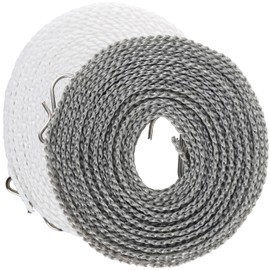 AMUU Laundry Rope for Travel, 2-Pack, Approx. 16.4 ft. (5 m) Laundry Drying Rope, Windproof, with Slits for Hanging, Stops, Portable, Convenient for Camping, Rainy Season, Indoor Drying, Expandable