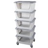 Kiddream 5 Packs Stackable Organizer Baskets with Wheels, Plastic Stacking