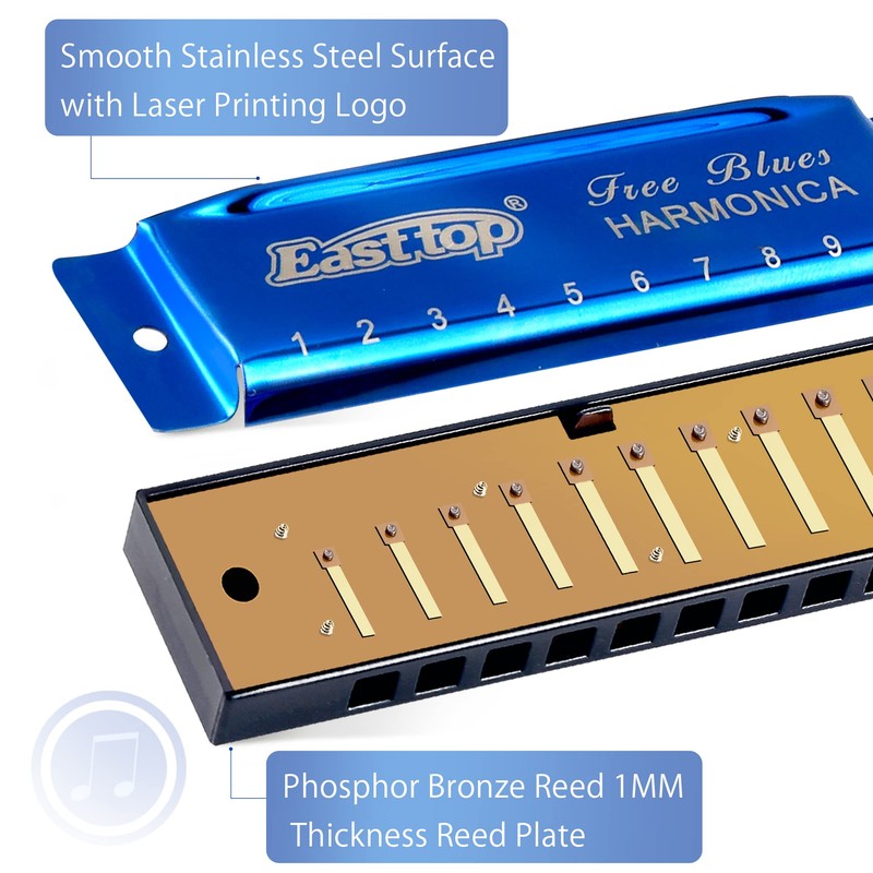 East top Blues Diatonic Harmonica in C, 10 Holes Blues
