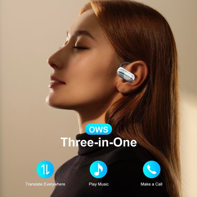 AI Language Translator Earbuds,OWS 3 in 1 Translation Earbuds Real