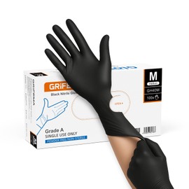 Black Nitrile Gloves Medium, Disposable, Powder Free & Latex Free, Examination Gloves for Medical, Food Safe, Cleaning & Household Use – 100 Pack